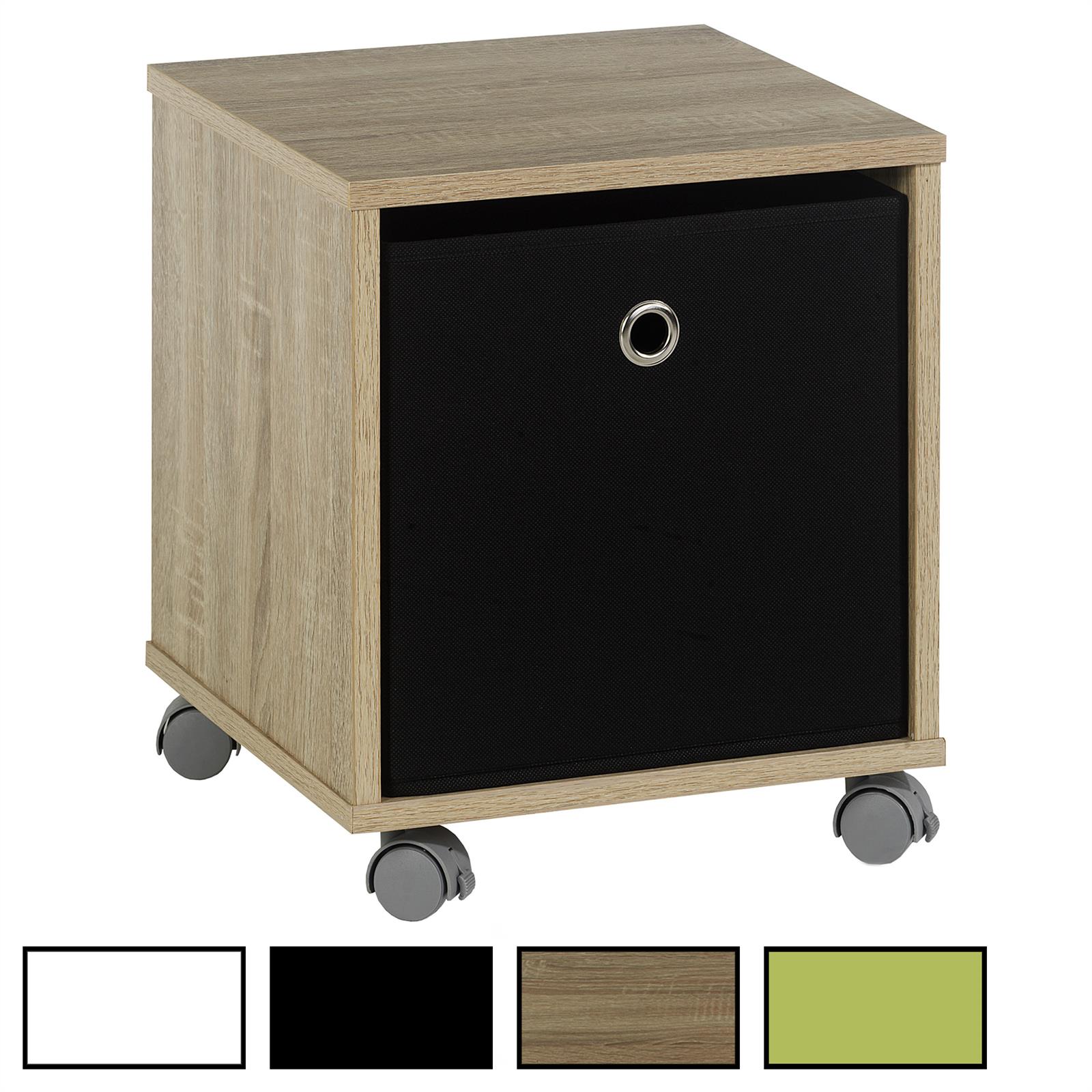 Nachttisch Kommode Schrank Rollcontainer Möbel mit Stoffbox auf Rollen