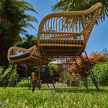 Gartenstuhl PARAMO aus Polyrattan mit Sitzkissen im 2er Set