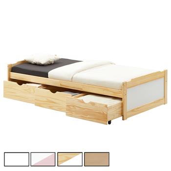 Bett mit Stauraum MIA, Kiefer massiv, versch Farben, 90x200 cm