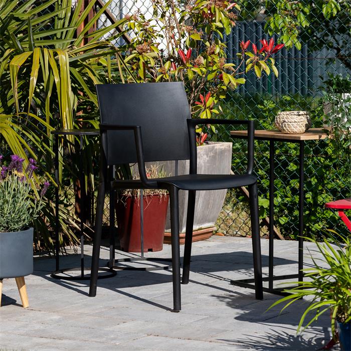 Gartenstuhl TERRA im 4er-Set, stapelbar, aus Kunststoff - schwarz