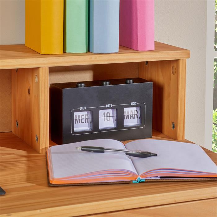 Schreibtisch LENNOX mit 3 Nischen und 2 Schubladen in braun