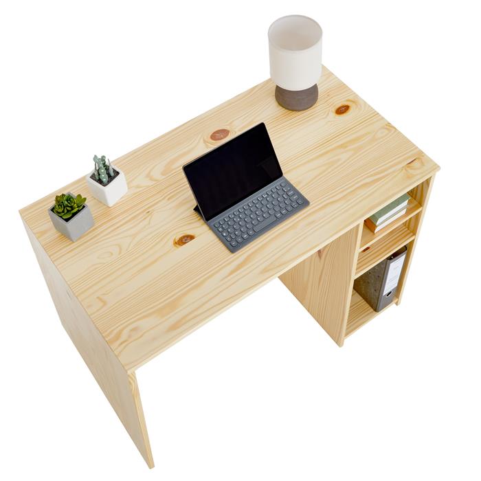 Schreibtisch LIAM mit 3 Regalfächer aus Kiefer massiv in natur