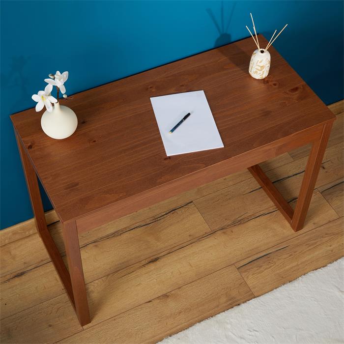 Schreibtisch NOAH mit 2 Schubladen, aus Kiefer in kastanie