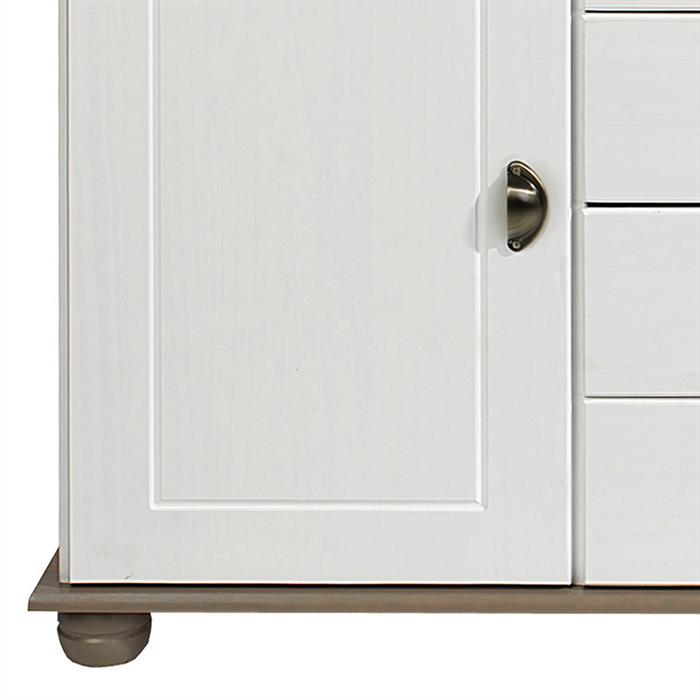 Sideboard COLMAR, Kiefer massiv weiß/taupe, mit 2 Türen und 4 Schubladen